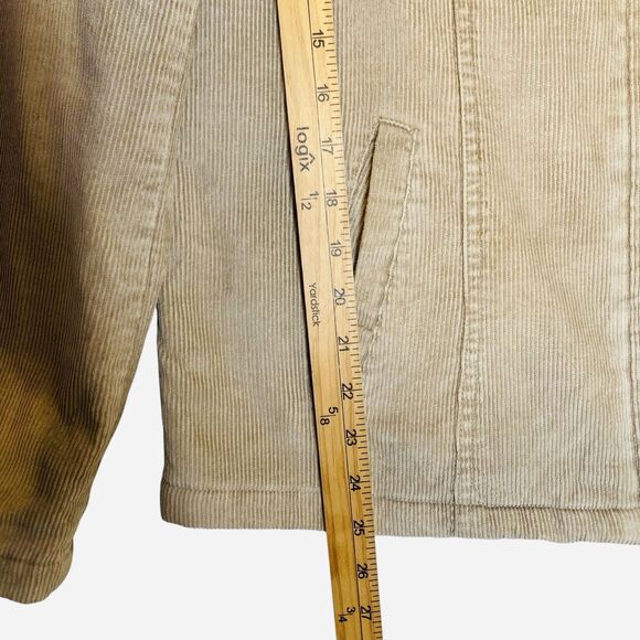 Vintage Y2K Esprit Corduroy Hooded Jacket Women M Beig  Full Zip Faux Fur Trim - Picture 6 of 12